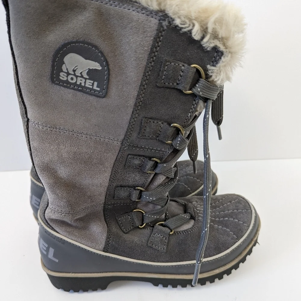 SOREL Tivoli II High Women's Winter Carnival Boots - Grey Faux Fur Trim - Size 6 - Picture 8 of 11